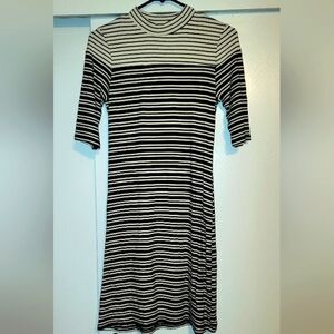 Striped Black and White Dress 3/4 Sleeve